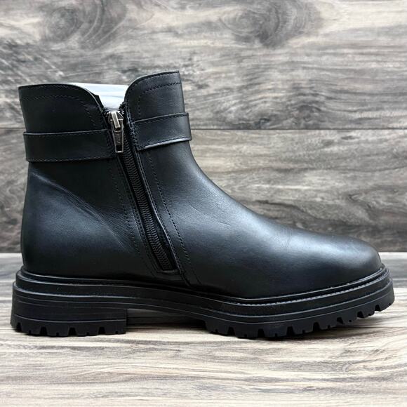 NEW Steve Madden Maezy 9M Black Leather Ankle Boots Bootie Biker - Picture 8 of 11